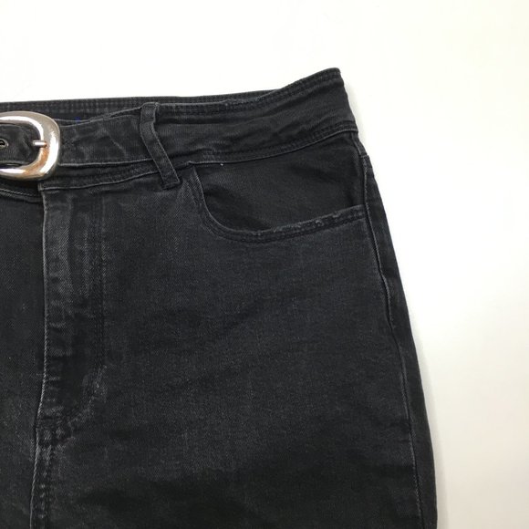 PAIGE Premium Denim Riot Wash Hoxton Ankle Peg Belted Raw Edge Hem Jeans - Picture 8 of 15